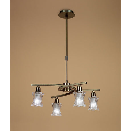 Alaska 49cm 4 Light Chandelier/Semi-Flush - Antique Brass