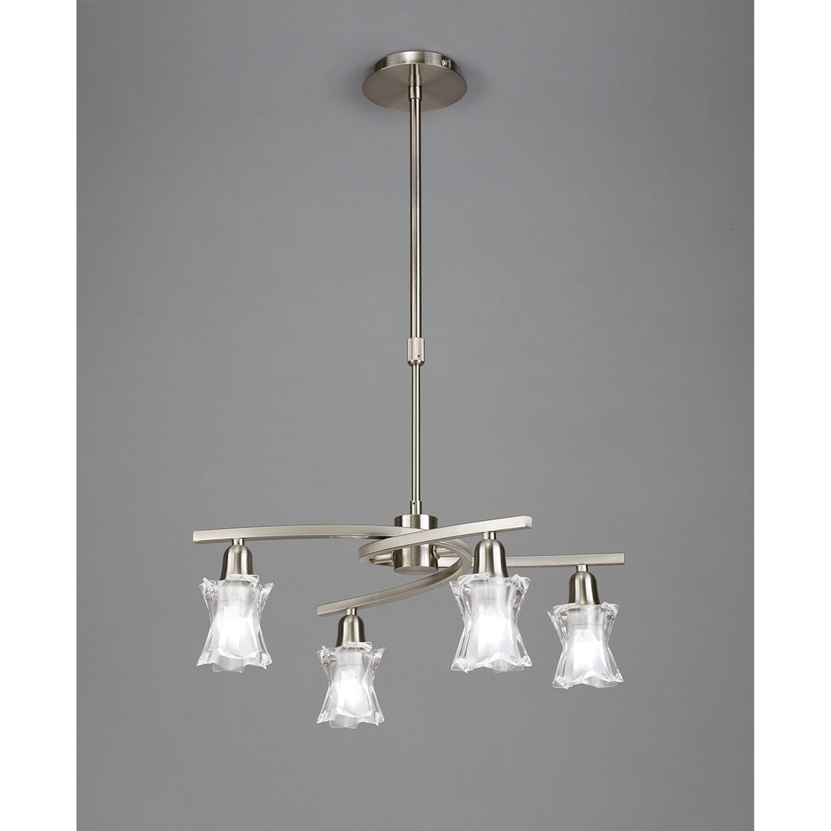 Alaska 49cm 4 Light Chandelier/Semi-Flush - Satin Nickel