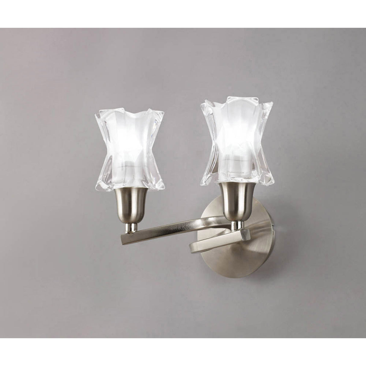 Alaska 2 Light Wall Lamp With Switch - Satin Nickel