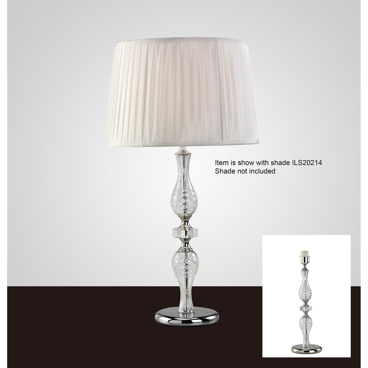 Albas 1 Light Crystal Table Lamp - Silver (Without Shade)