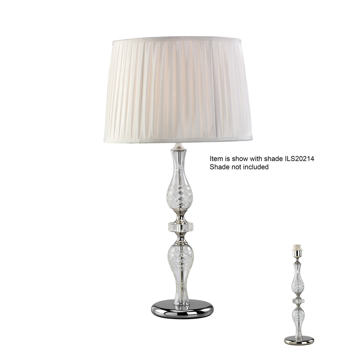 Albas 1 Light Crystal Table Lamp - Silver (Without Shade)