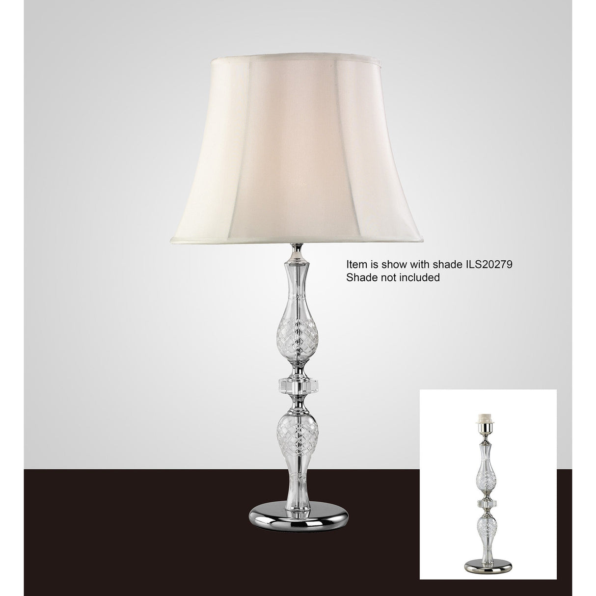 Albas 1 Light Crystal Table Lamp - Silver (Without Shade)