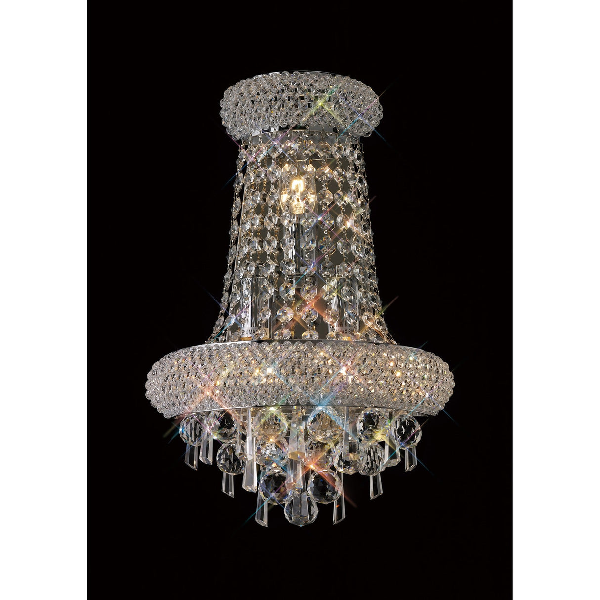 Alexandra Tall 3 Light Crystal Wall Light - Chrome
