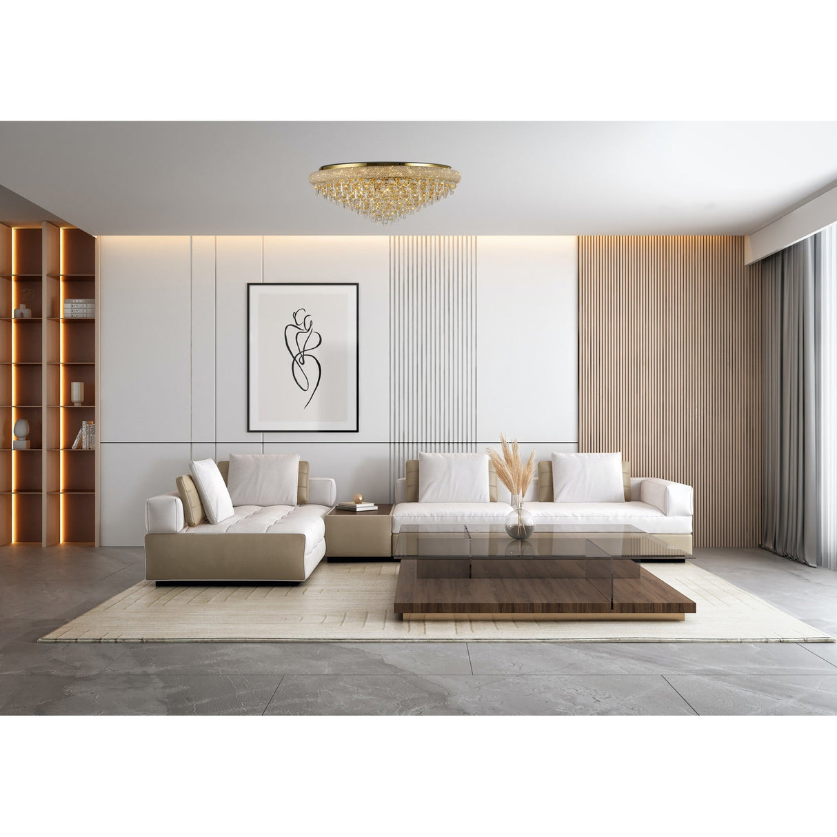 Alexandra 18 Light Crystal Flush Ceiling Light - Polished Chrome