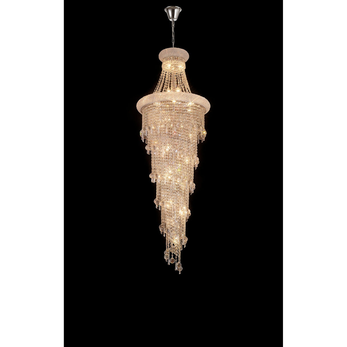 Alexandra 60cm 4 Layer Spiral 25 Light Crystal Chandelier - Chrome