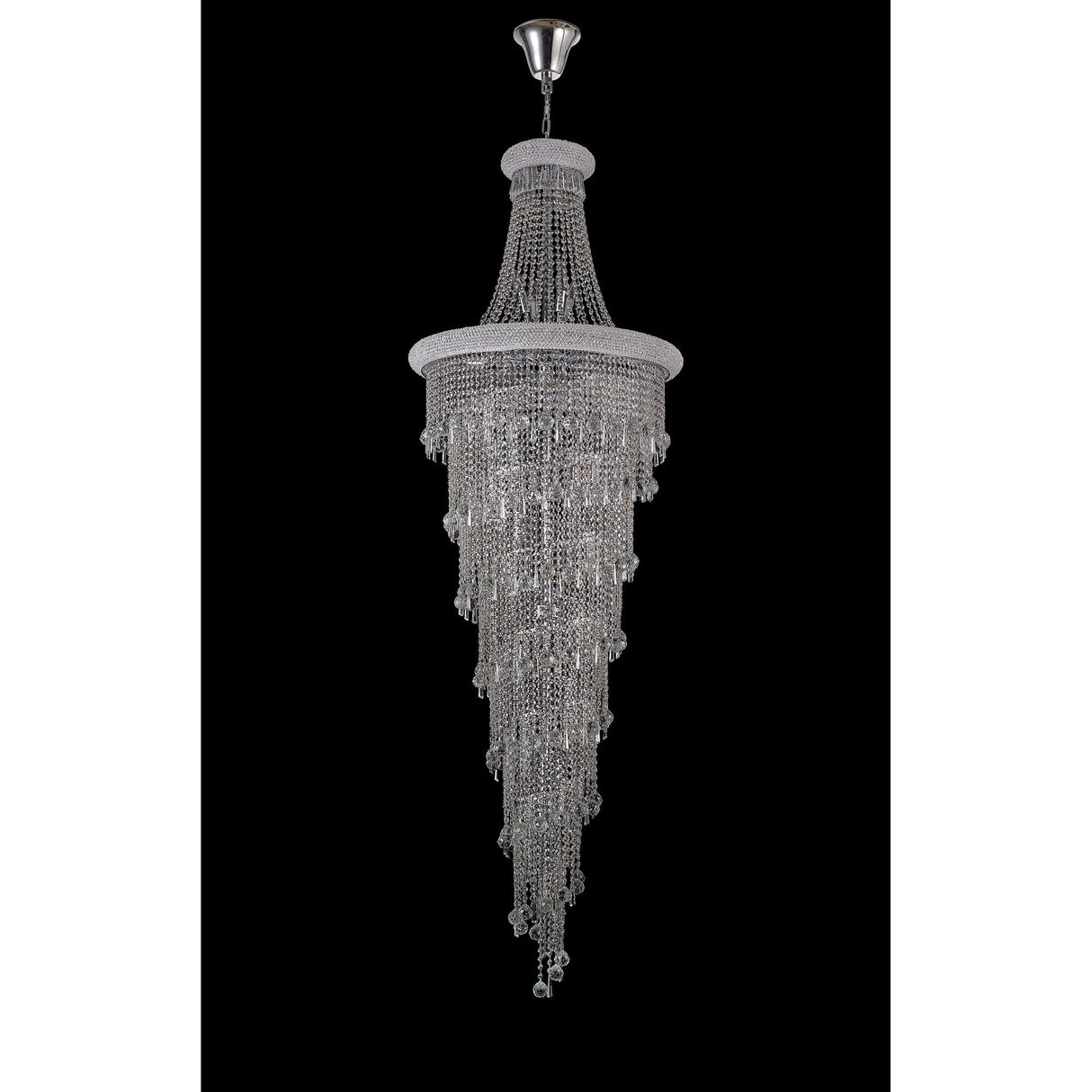 Alexandra 78cm 4 Layer Spiral 49 Light Crystal Chandelier - Chrome