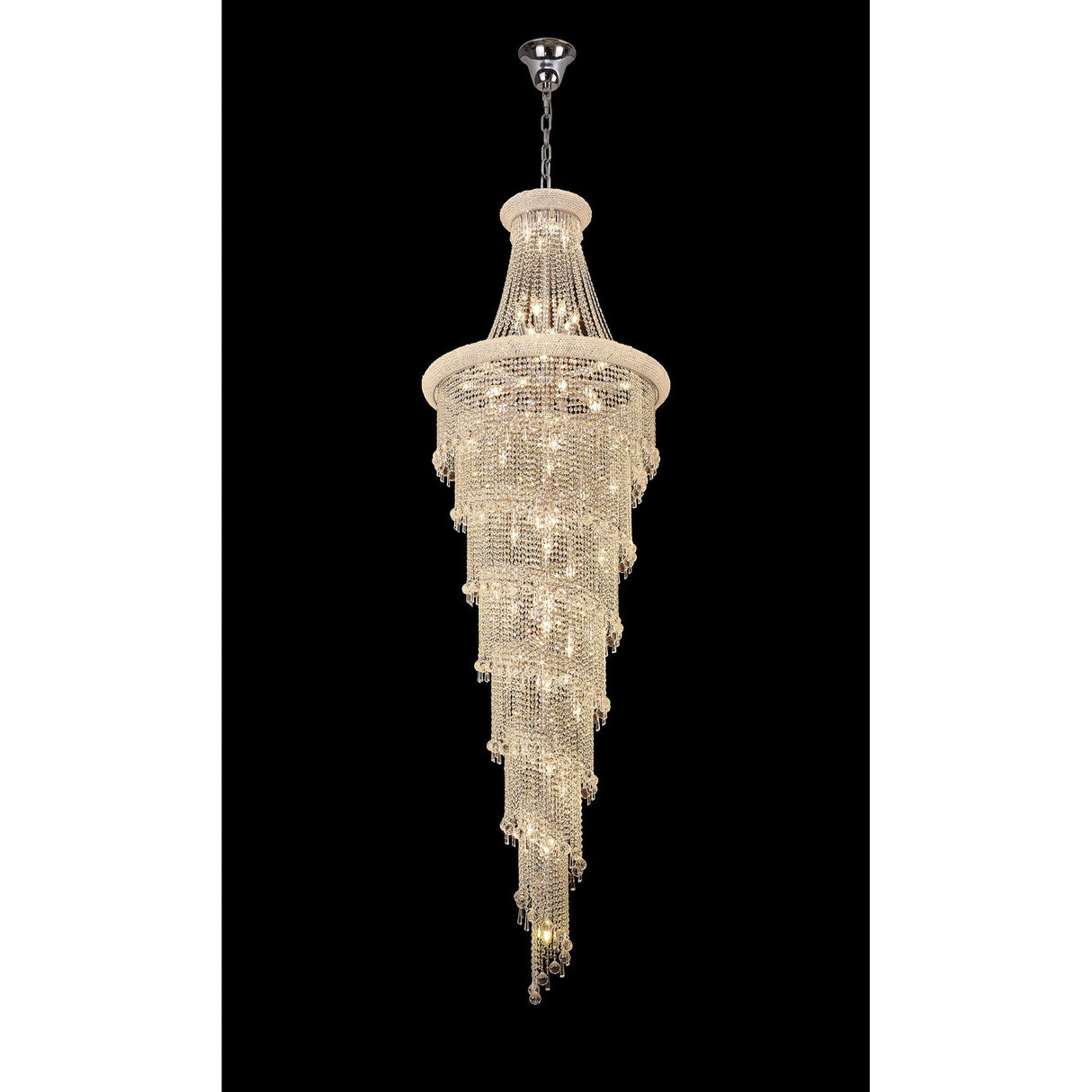 Alexandra 95cm 7 Layer Spiral 63 Light Crystal Chandelier - Chrome