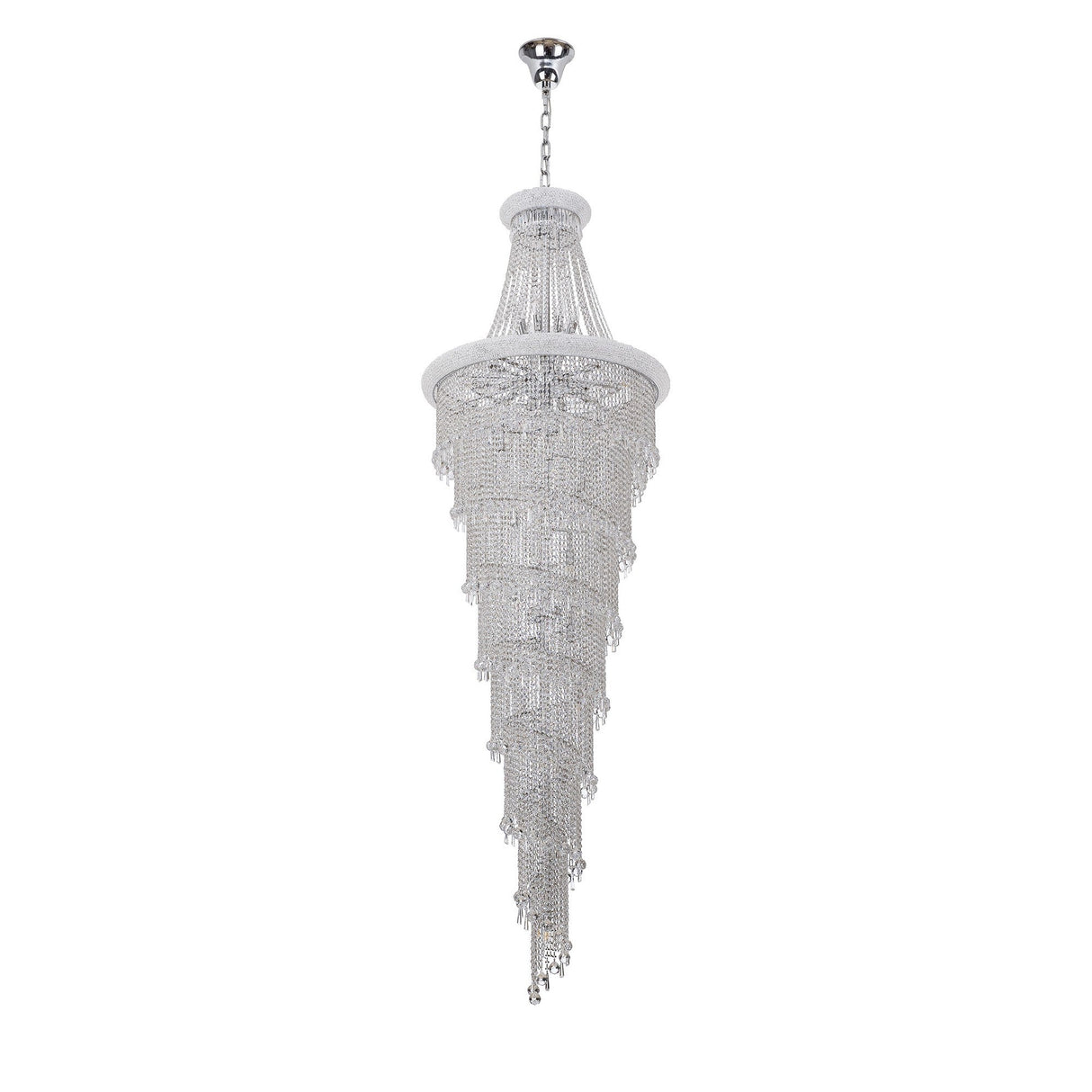 Alexandra 95cm 7 Layer Spiral 63 Light Crystal Chandelier - Chrome