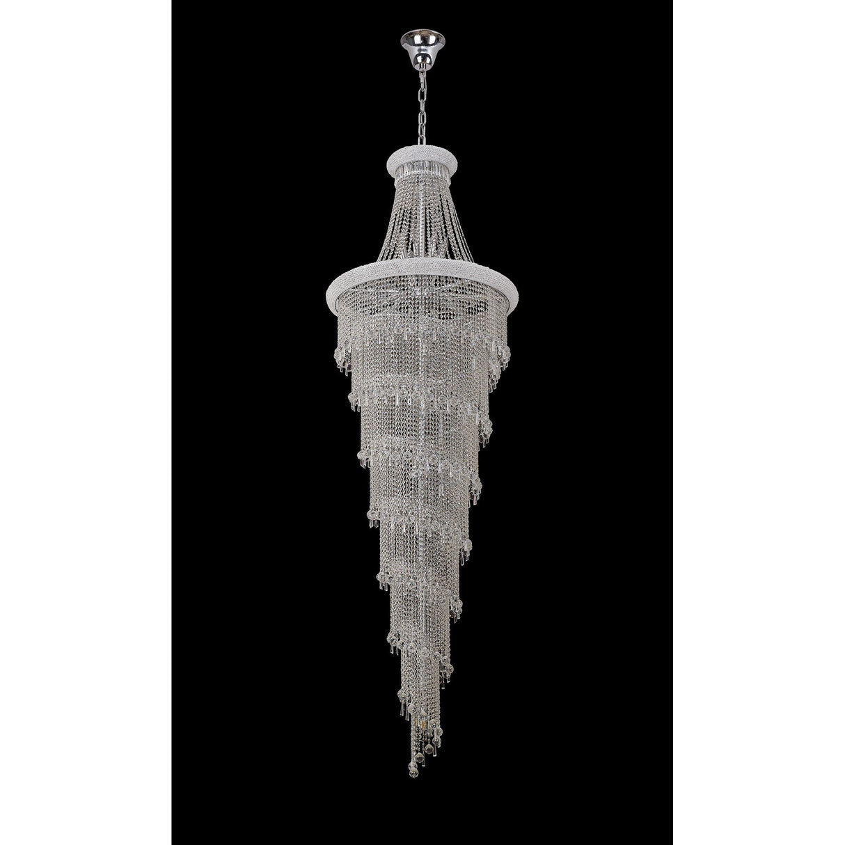 Alexandra 95cm 7 Layer Spiral 63 Light Crystal Chandelier - Chrome