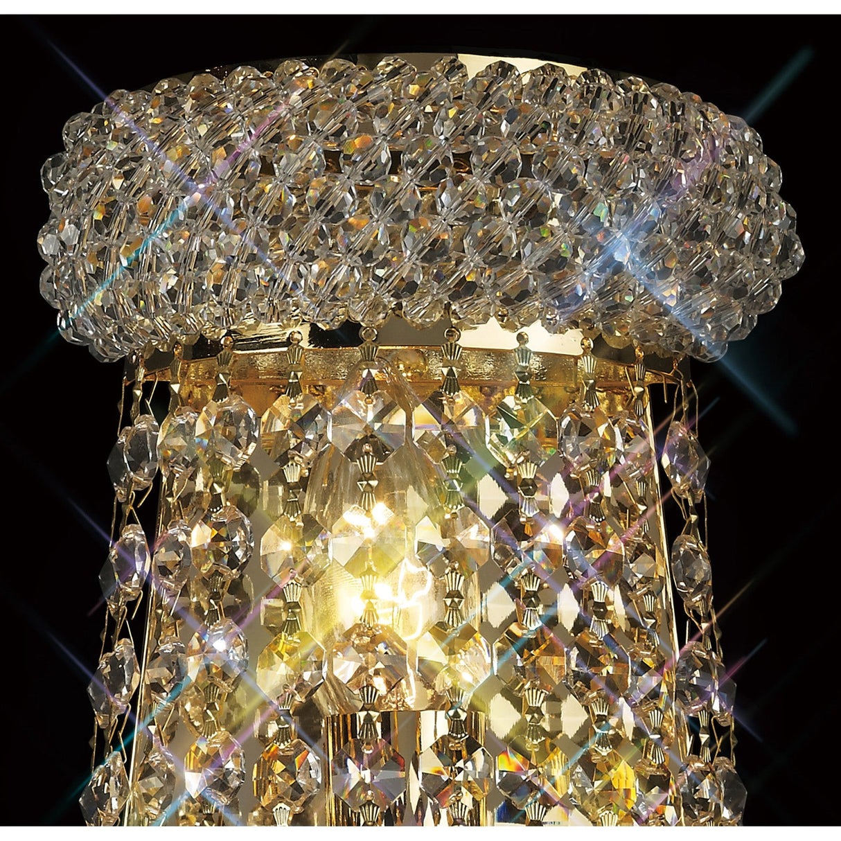 Alexandra Tall 3 Light Crystal Wall Light - Gold