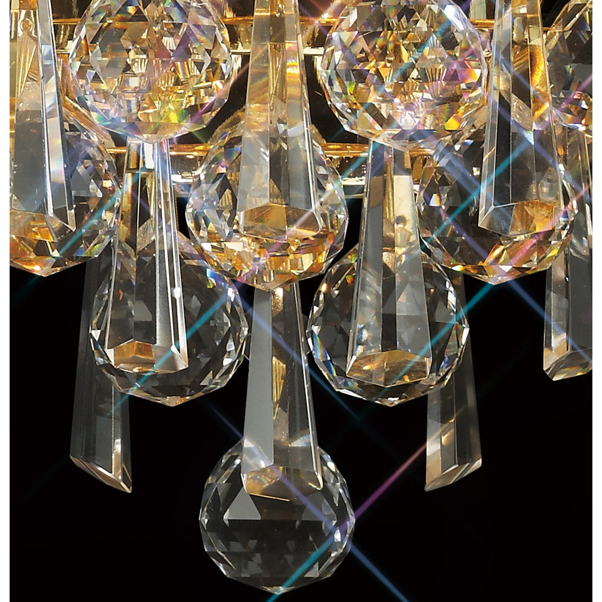 Alexandra Tall 3 Light Crystal Wall Light - Gold