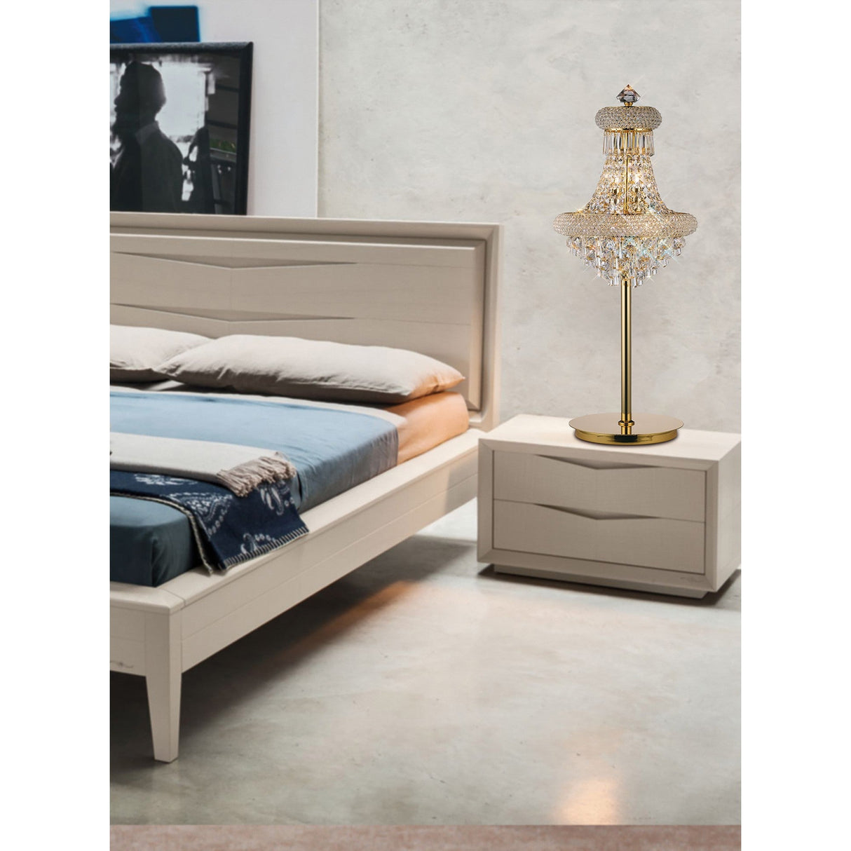 Alexandra 5 Light Crystal Table Lamp - Gold