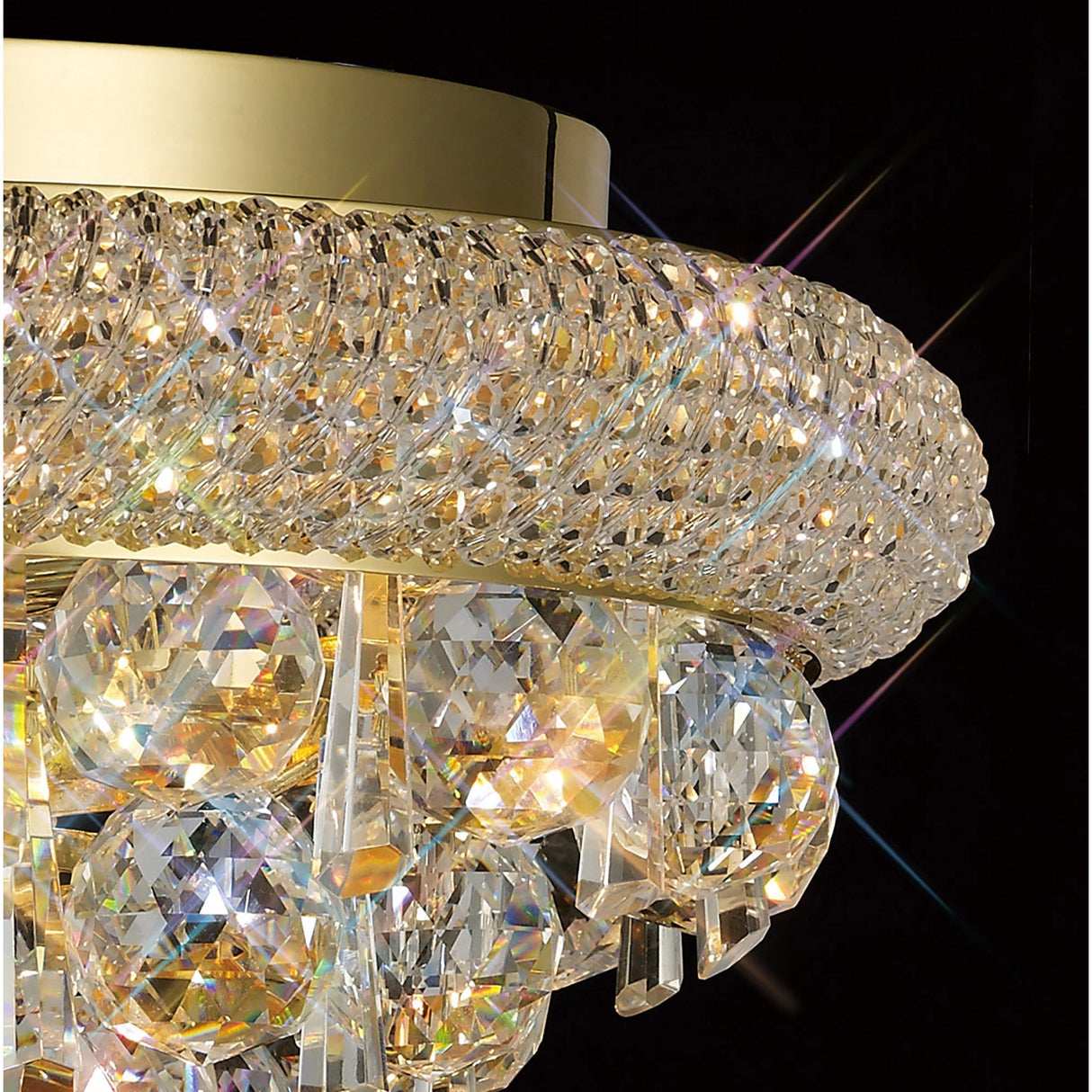 Alexandra 6 Light Crystal Flush Ceiling Light - Gold