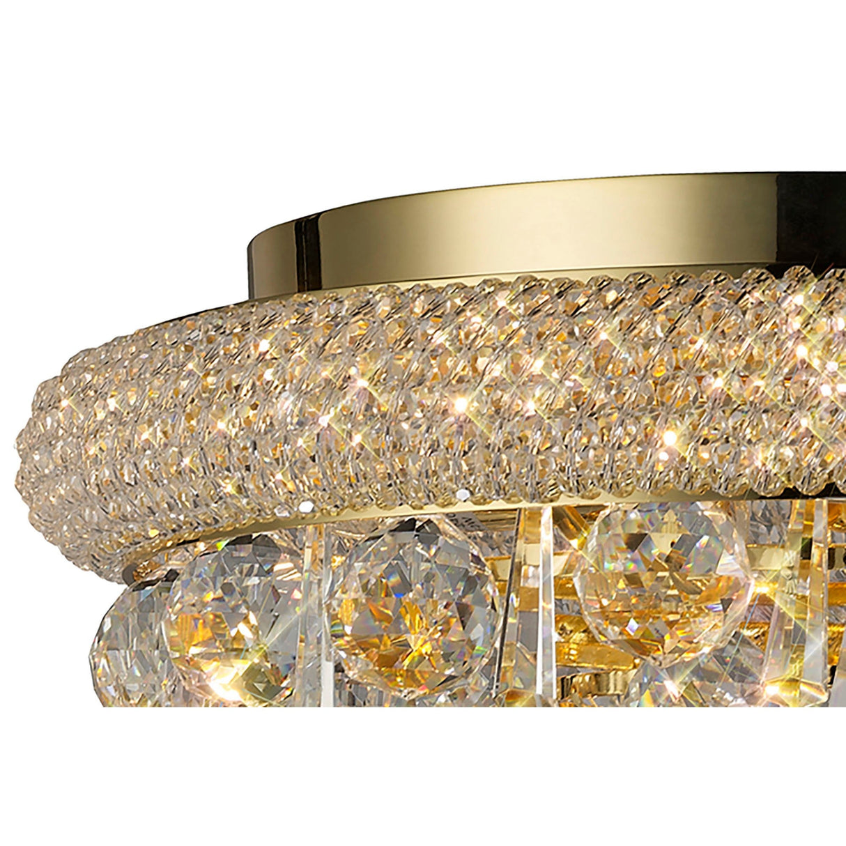 Alexandra 6 Light Crystal Flush Ceiling Light - Gold