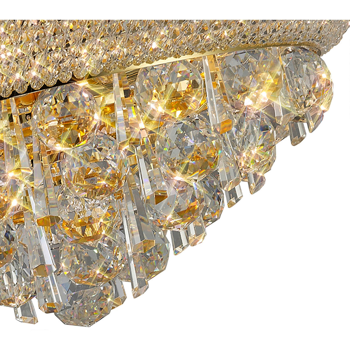 Alexandra 6 Light Crystal Flush Ceiling Light - Gold