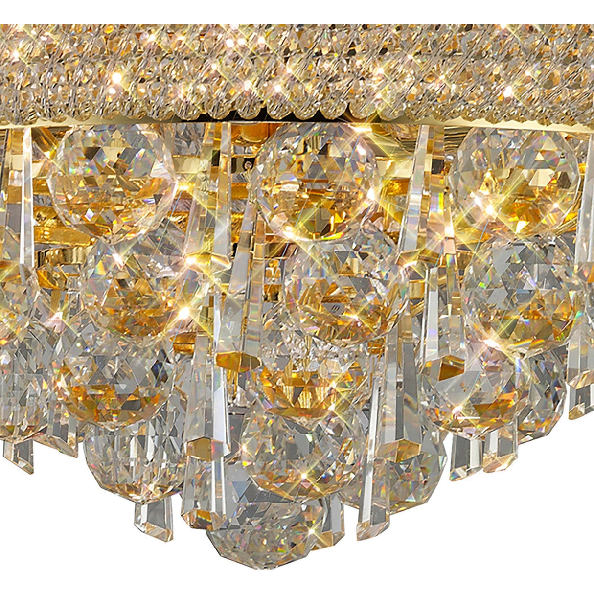 Alexandra 6 Light Crystal Flush Ceiling Light - Gold