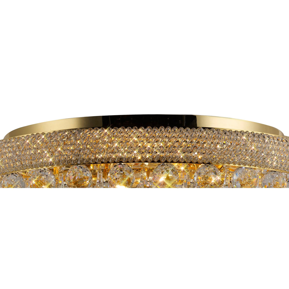 Alexandra 9 Light Crystal Flush Ceiling Light - Gold