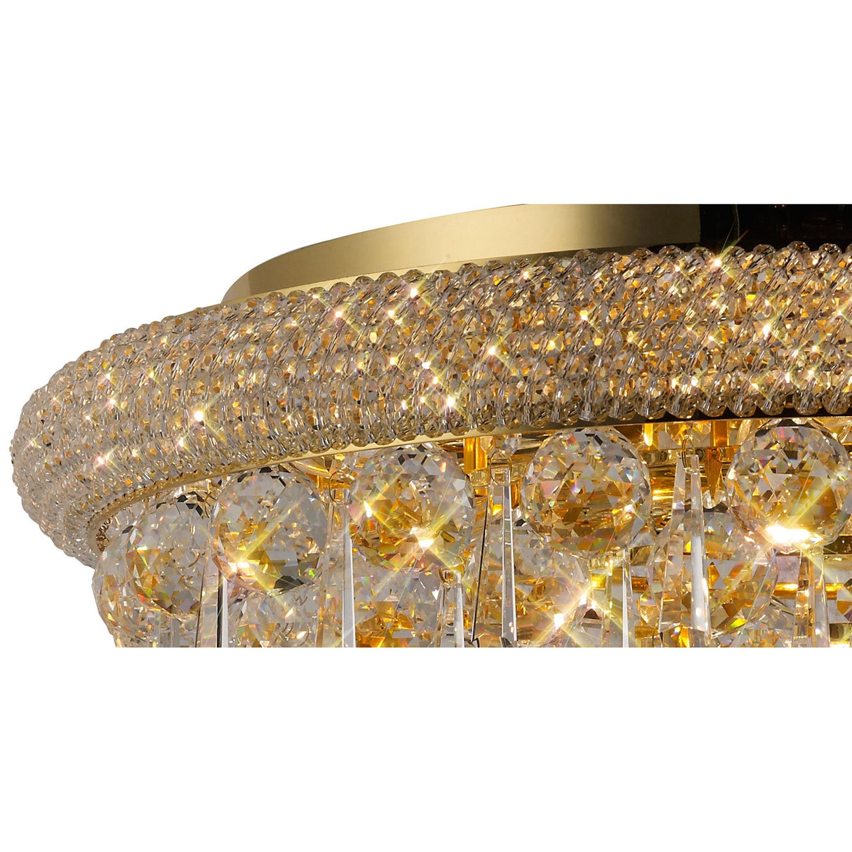 Alexandra 9 Light Crystal Flush Ceiling Light - Gold