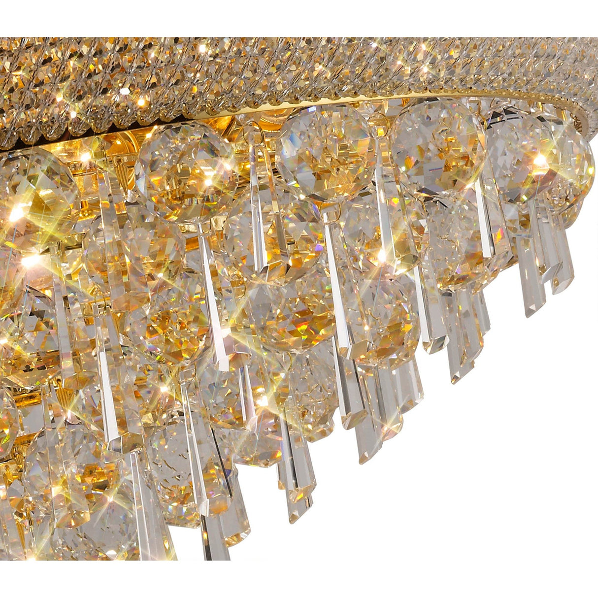 Alexandra 9 Light Crystal Flush Ceiling Light - Gold