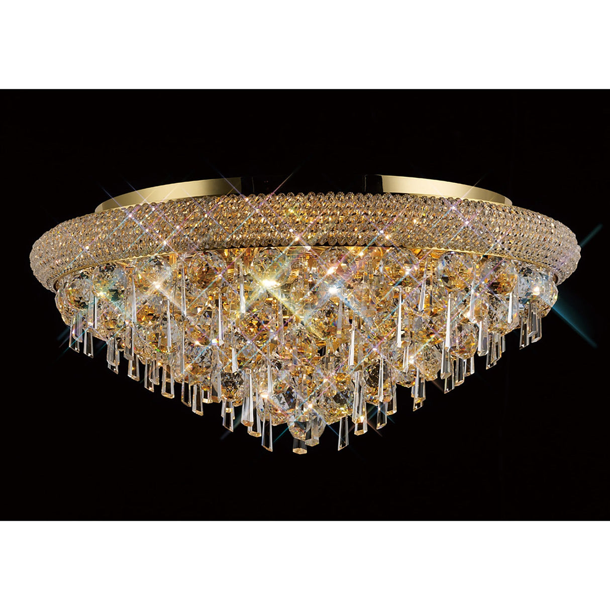 Alexandra 9 Light Crystal Flush Ceiling Light - Gold
