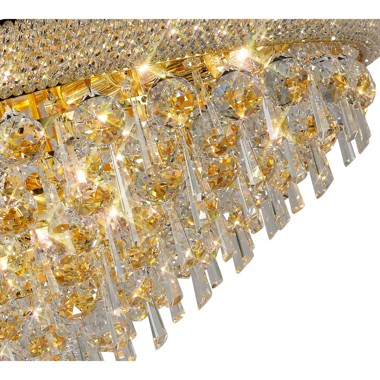 Alexandra 16 Light Crystal Flush Ceiling Light - Gold