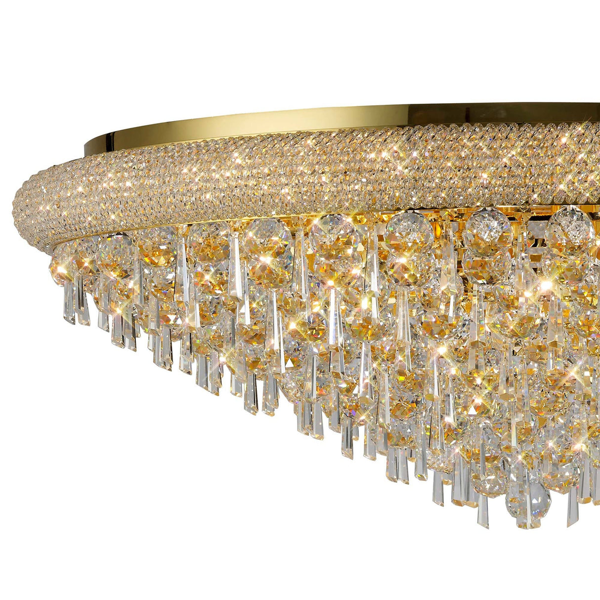 Alexandra 18 Light Crystal Flush Ceiling Light - Gold