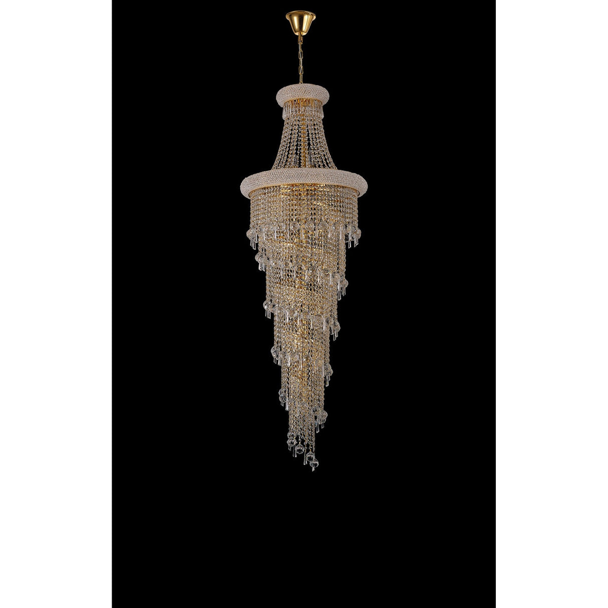 Alexandra 60cm 4 Layer Spiral 25 Light Crystal Chandelier - Gold
