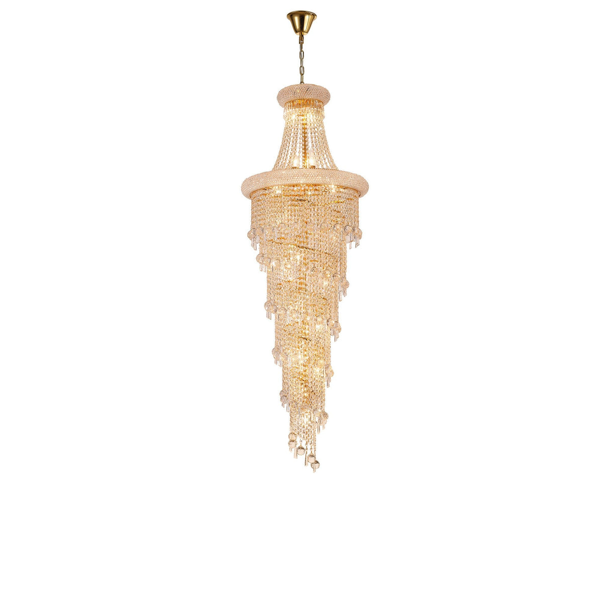 Alexandra 60cm 4 Layer Spiral 25 Light Crystal Chandelier - Gold