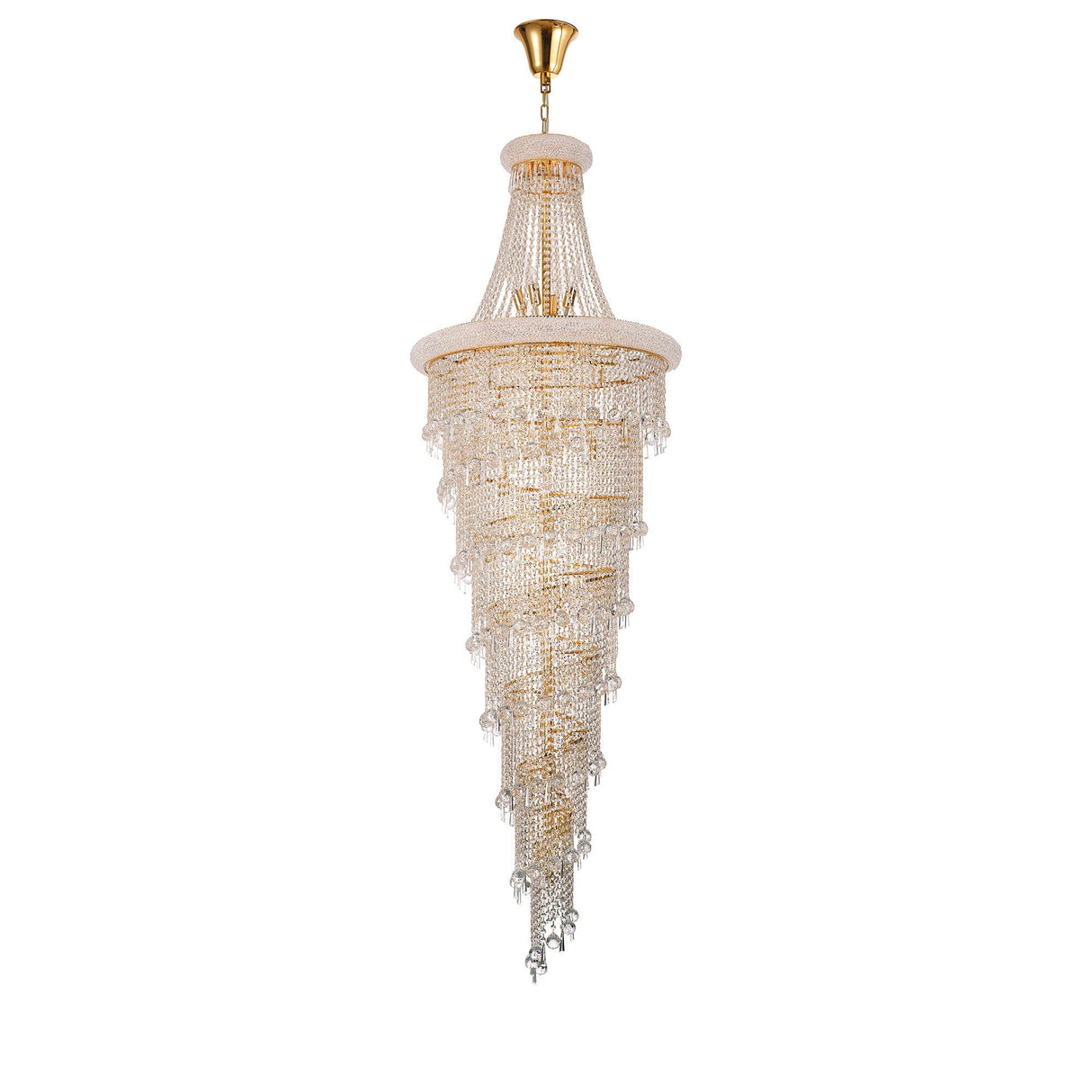 Alexandra 78cm 4 Layer Spiral 49 Light Crystal Chandelier - Gold
