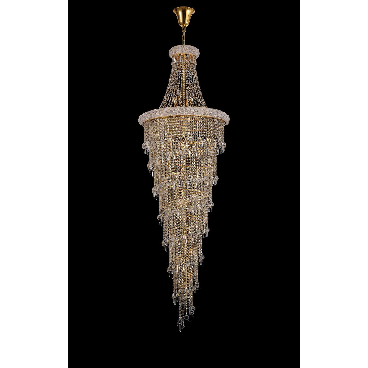 Alexandra 78cm 4 Layer Spiral 49 Light Crystal Chandelier - Gold