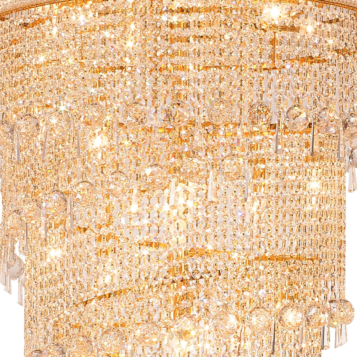 Alexandra 78cm 4 Layer Spiral 49 Light Crystal Chandelier - Gold