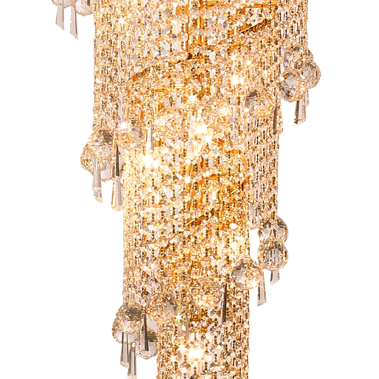 Alexandra 78cm 4 Layer Spiral 49 Light Crystal Chandelier - Gold