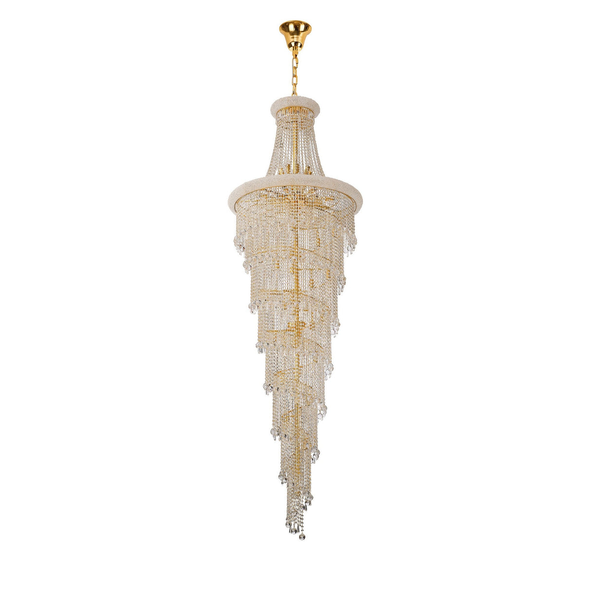 Alexandra 95cm 7 Layer Spiral 63 Light Crystal Chandelier - Gold