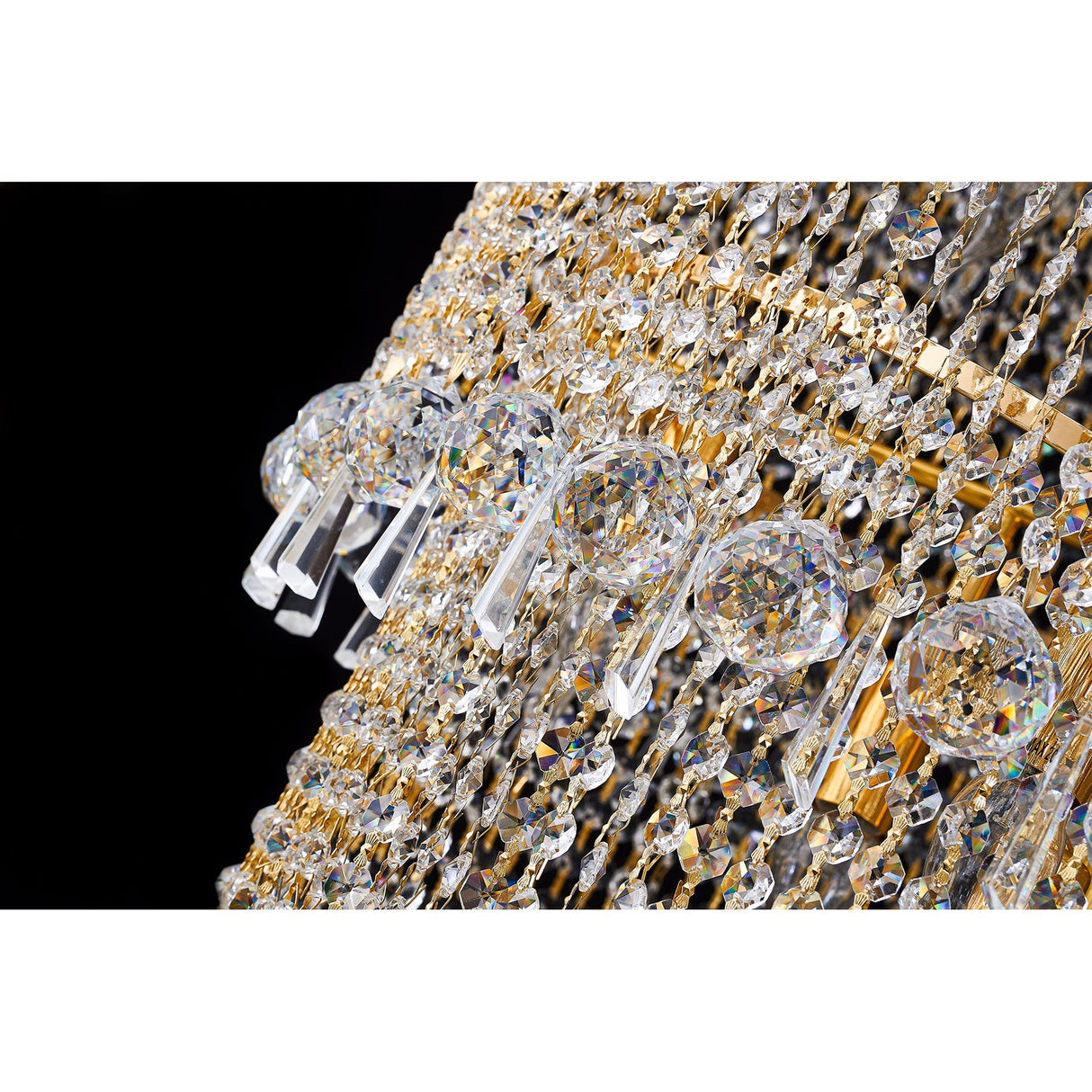 Alexandra 95cm 7 Layer Spiral 63 Light Crystal Chandelier - Gold