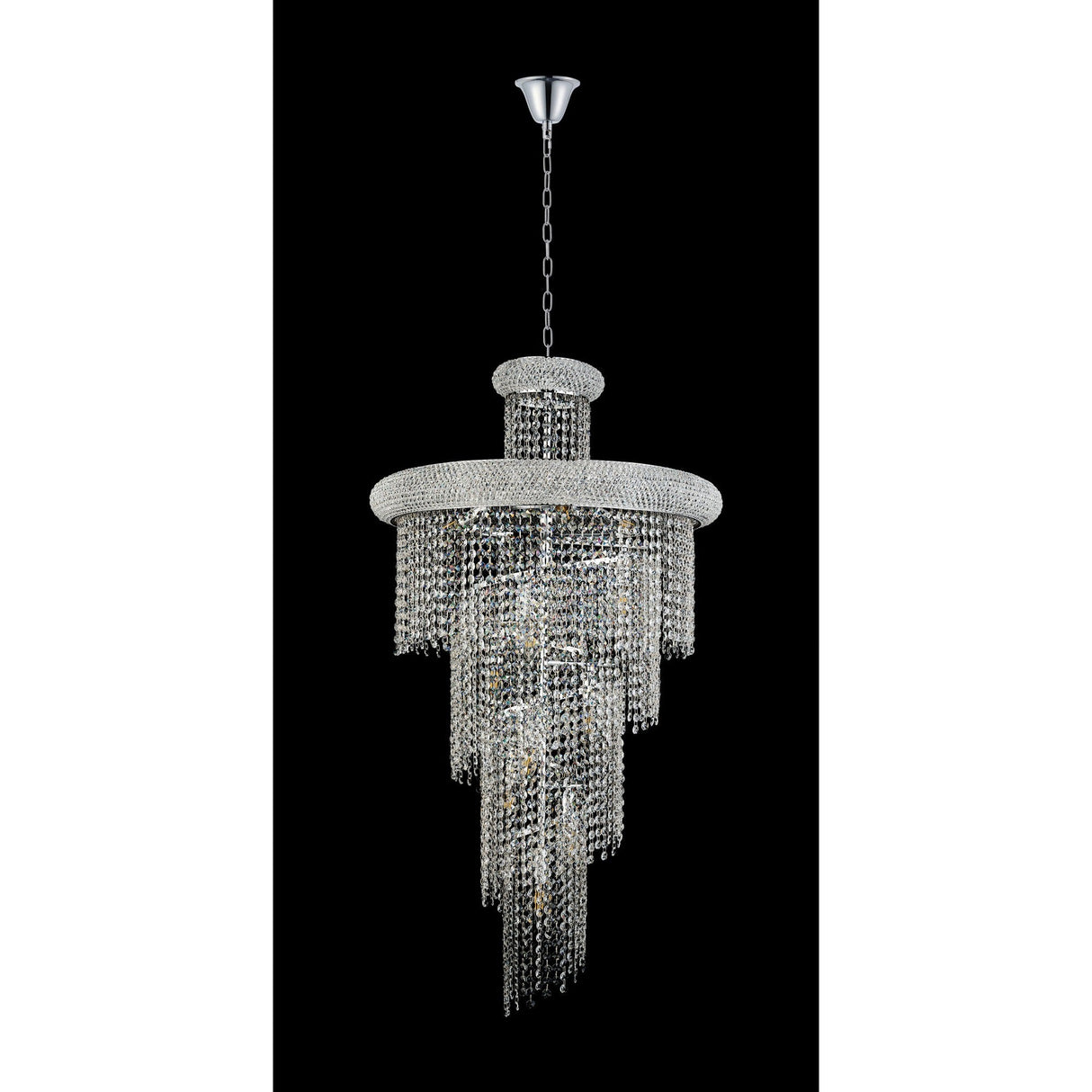 Alexandra 60cm Spiral 14 Light Crystal Chandelier - Chrome