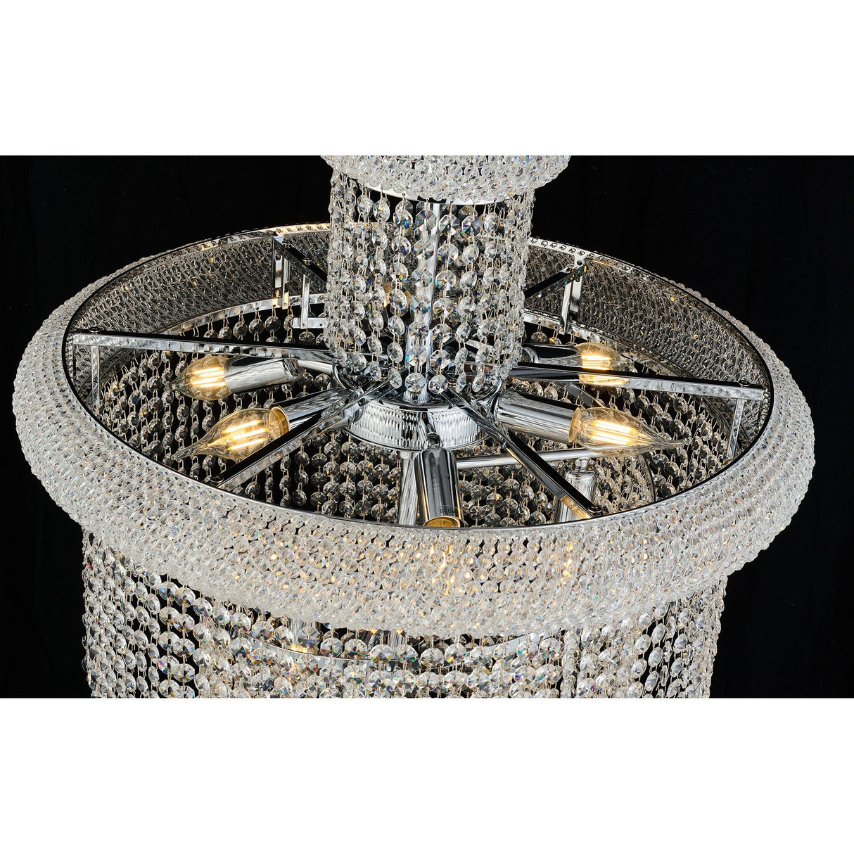 Alexandra 60cm Spiral 14 Light Crystal Chandelier - Chrome