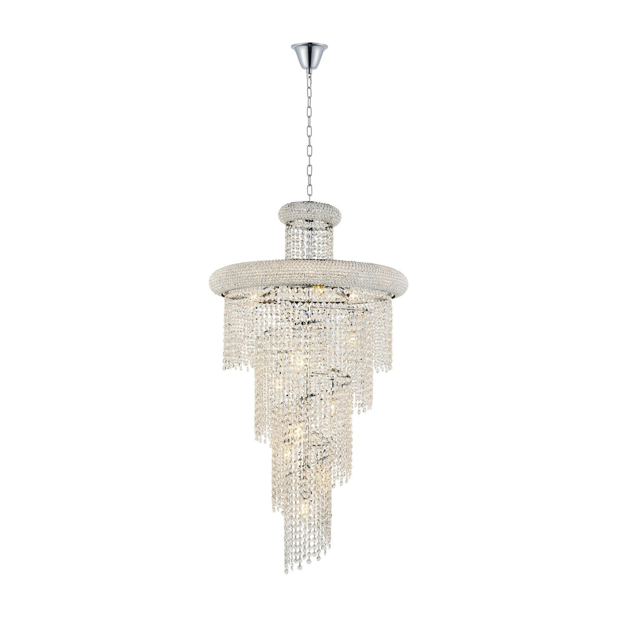 Alexandra 60cm Spiral 14 Light Crystal Chandelier - Chrome
