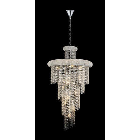 Alexandra 60cm Spiral 14 Light Crystal Chandelier - Chrome