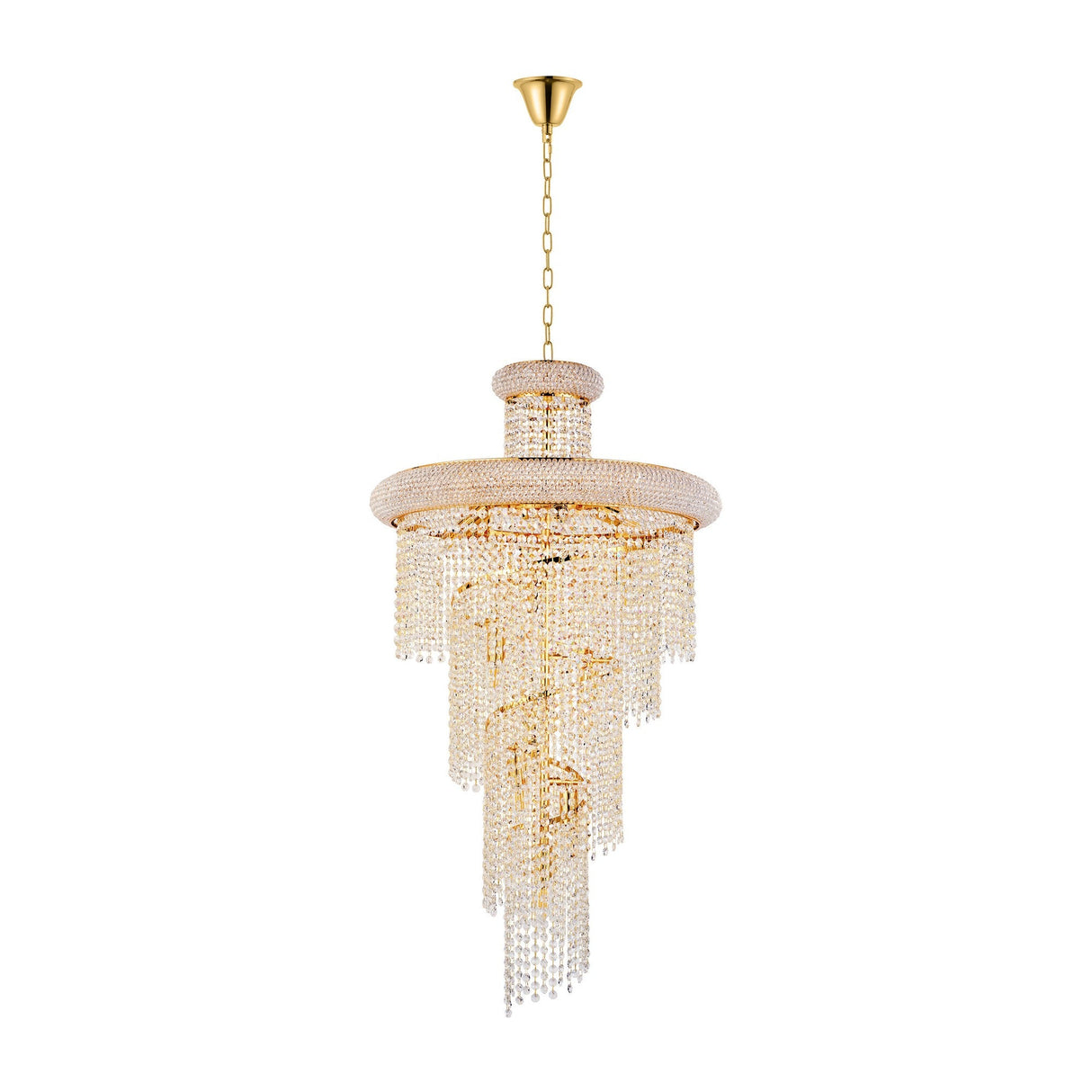 Alexandra 60cm Spiral 14 Light Crystal Chandelier - Gold