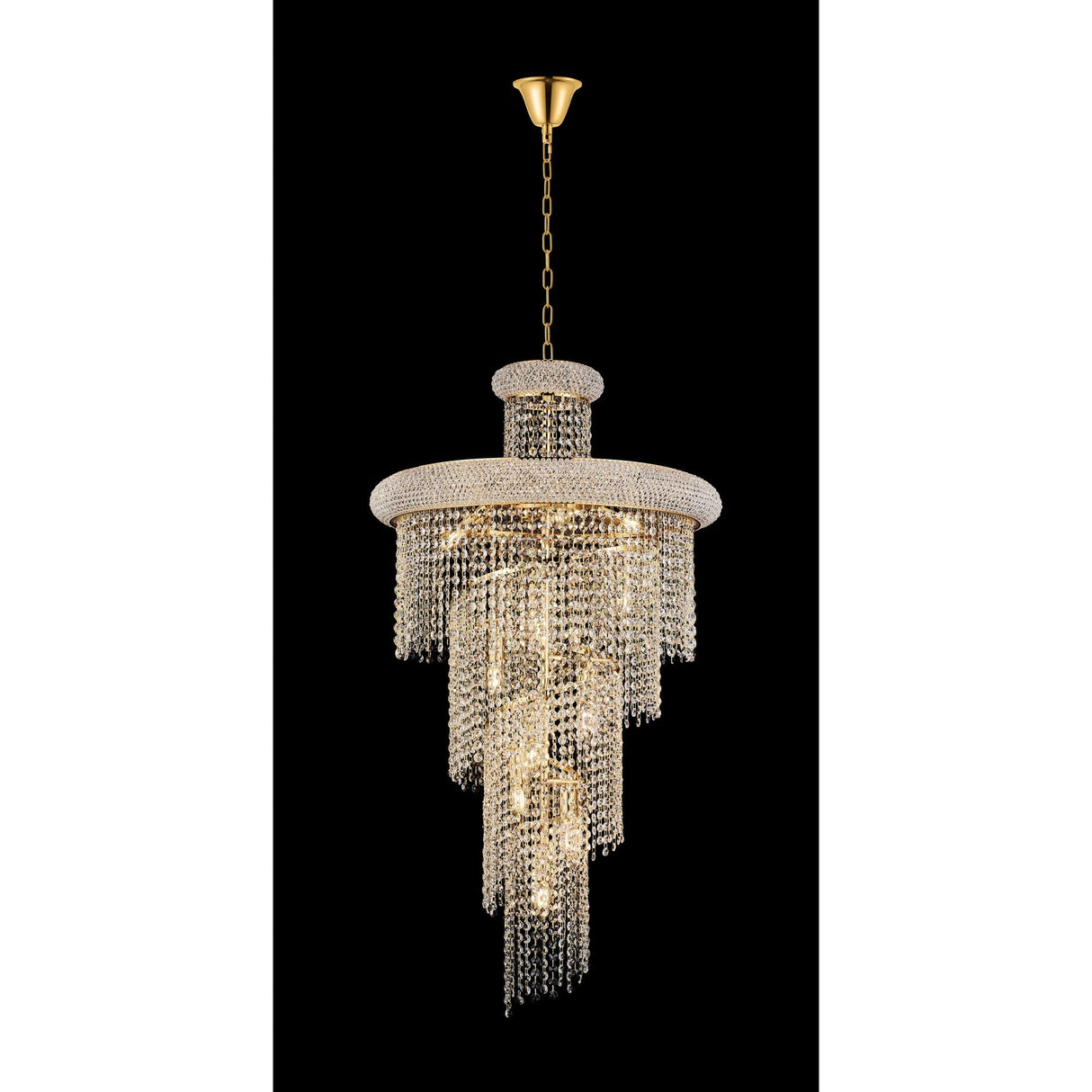 Alexandra 60cm Spiral 14 Light Crystal Chandelier - Gold