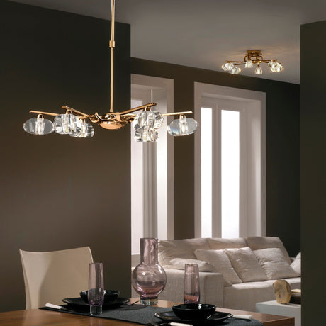 Alfa 63cm 6 Light Chandelier/Semi-Flush - Antique Brass