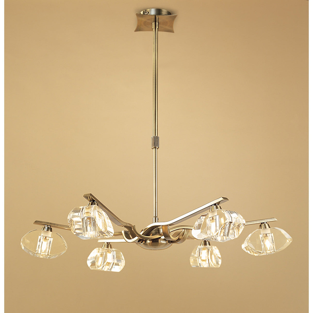 Alfa 63cm 6 Light Chandelier/Semi-Flush - Antique Brass