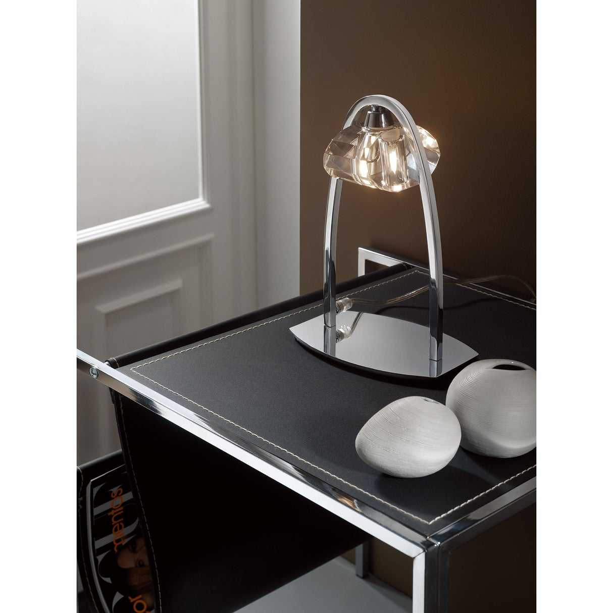 Alfa Large 1 Light Crystal Table Lamp - Polished Chrome