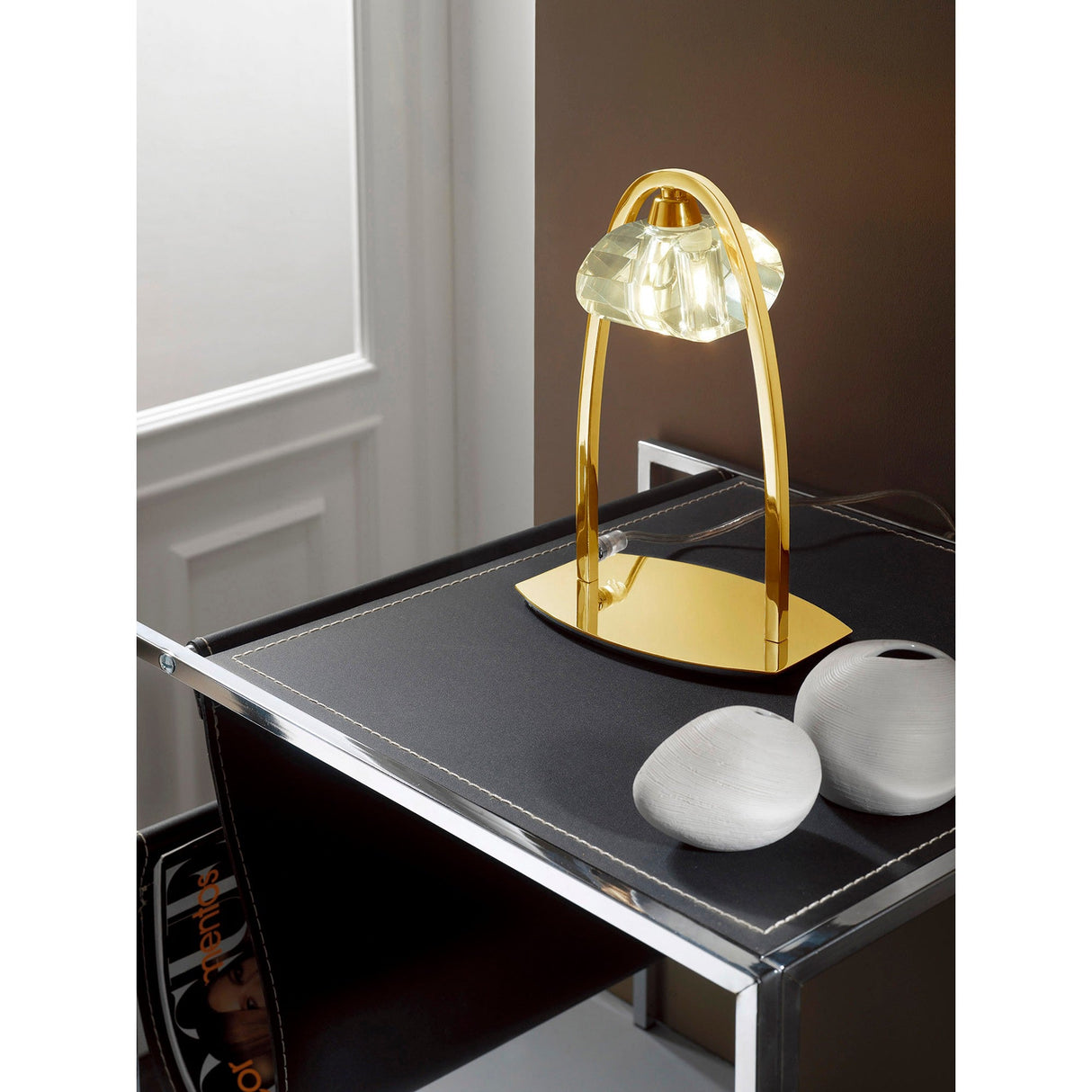 Alfa 1 Light Crystal Table Lamp - French Gold