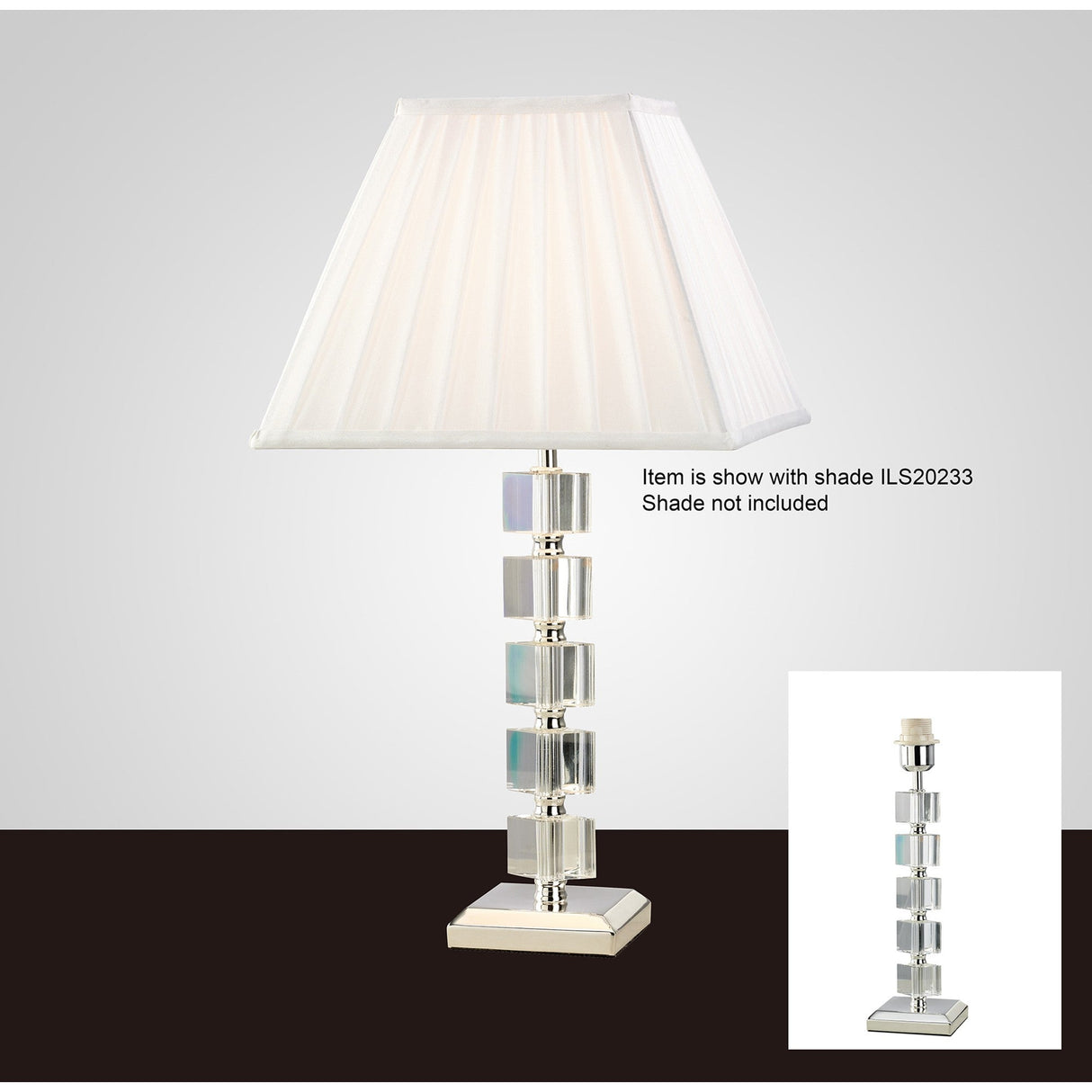 Alina 1 Light Crystal Table Lamp - Silver (Without Shade)