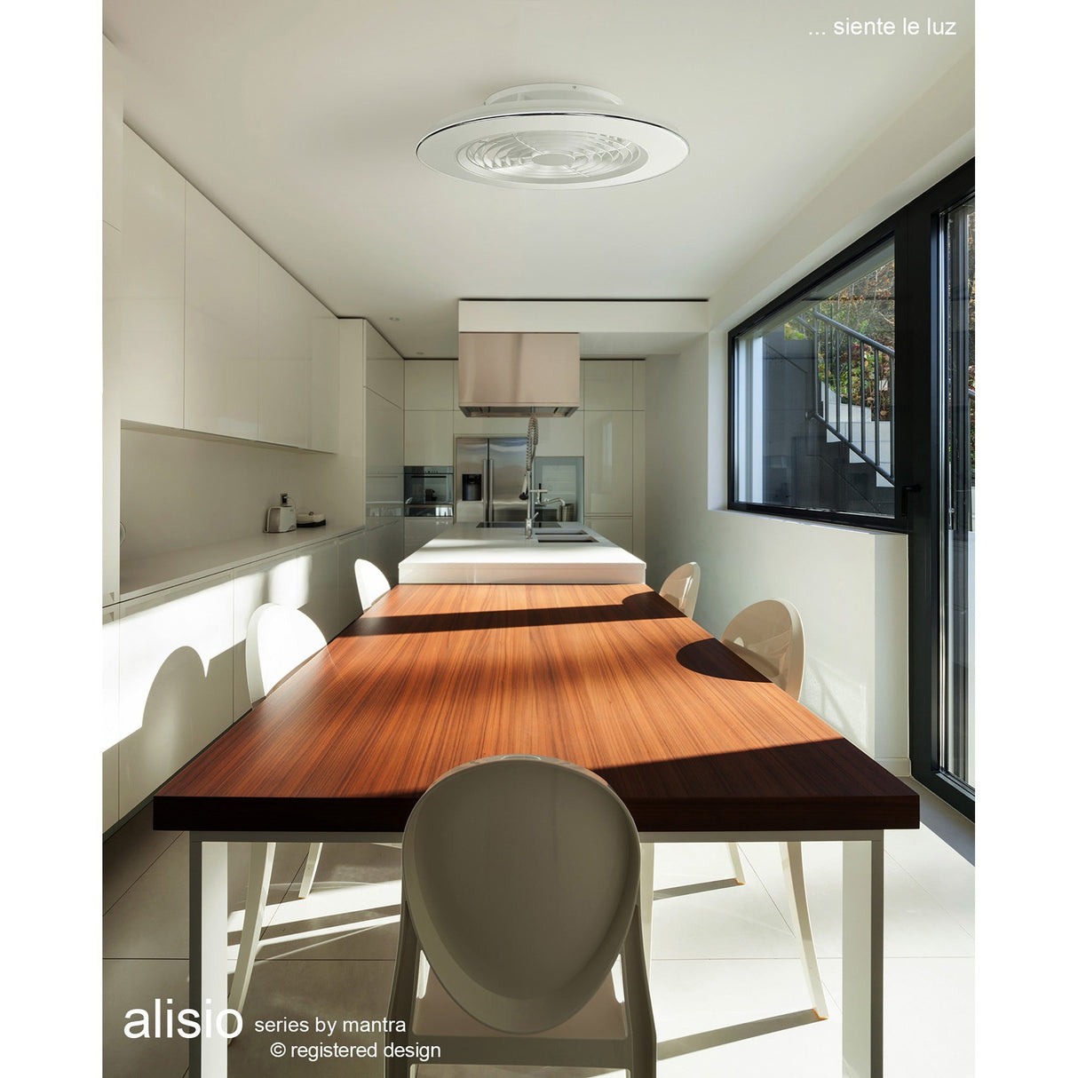 Alisio CCT Dimmable LED Ceiling Retractable Fan Light With Remote & APP Control - White