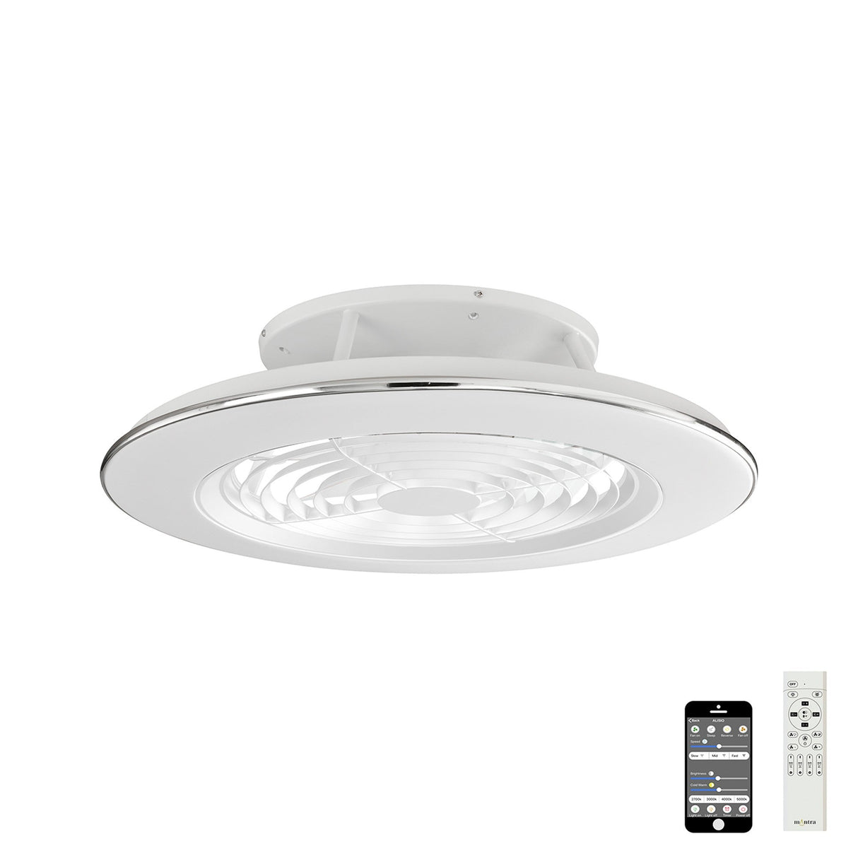 Alisio CCT Dimmable LED Ceiling Retractable Fan Light With Remote & APP Control - White