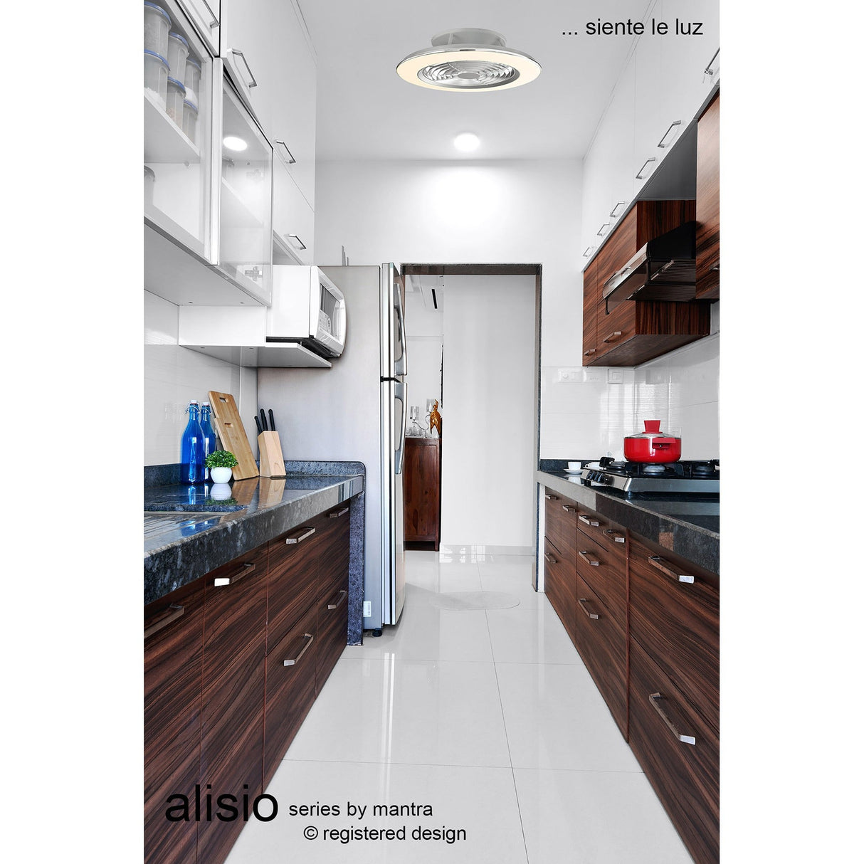 Alisio CCT Dimmable LED Ceiling Retractable Fan Light With Remote & APP Control - Chrome/Grey