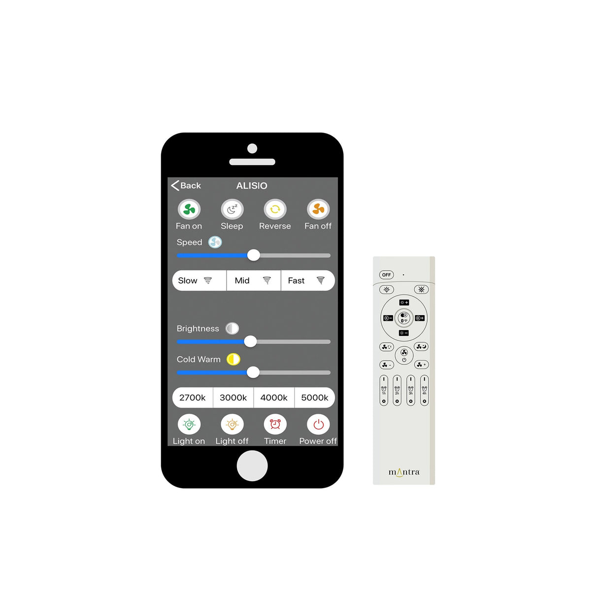 Alisio CCT Dimmable LED Ceiling Retractable Fan Light With Remote & APP Control - Chrome/Grey