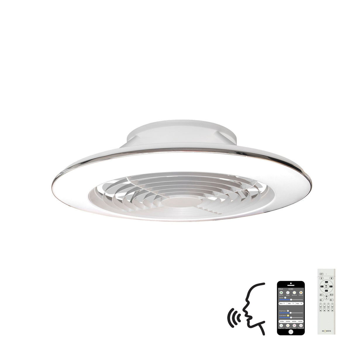 Alisio XL CCT Dimmable LED Ceiling Retractable Fan Light With Remote, APP & Voice Control - White